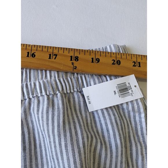 Old Navy Womens High Rise Straight-Leg XXL Stripe Pull-On Pockets Linen Blend - Picture 8 of 10